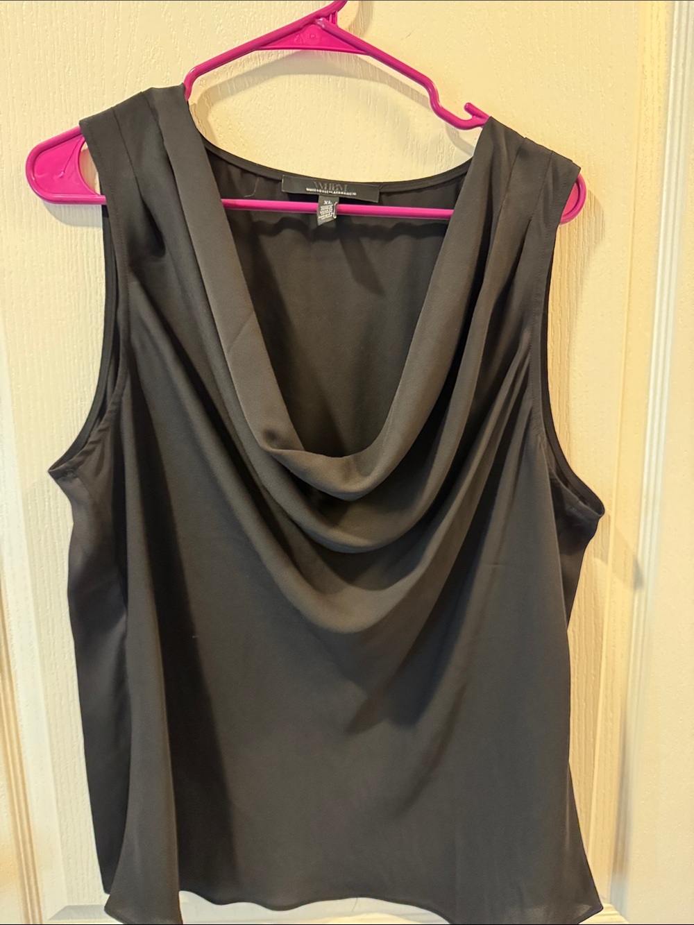 White House Black Market Black Draped Cowl Neck Sleeveless Top